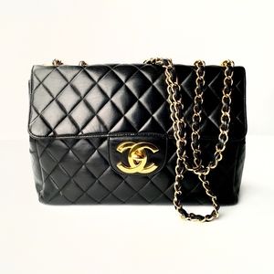 CHANEL Large Lambskin Quilted Handbag